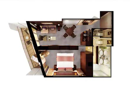 Каюта с балконом The Haven Aft-Facing Penthouse with Master Bedroom